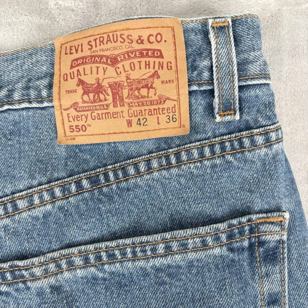 Levi's 550‎ Relaxed Fit Jeans Men 42x36 (Fits 41x36) Blue Denim USA Made Vintage